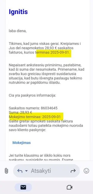 Gavęs „Ignitis“ žinutę Arvydas liko šokiruotas: skubiai įspėja kitus Gavęs „Ignitis“ žinutę Arvydas liko šokiruotas: skubiai įspėja kitus