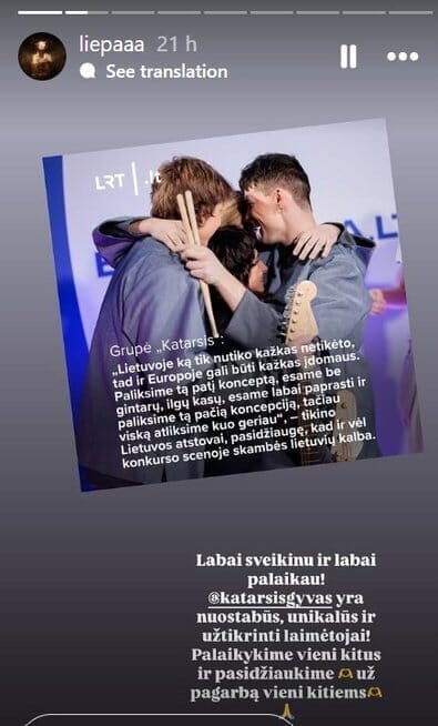 Liepos Norkevičienės žinutė (nuotr. Instagram)