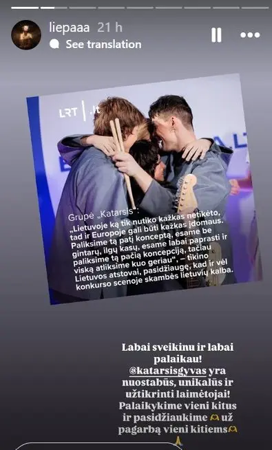 Liepos Norkevičienės žinutė (nuotr. Instagram)