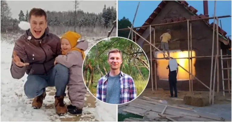 Iš molio ir šiaudų Ignas pasistatė namą: išdavė, ar jame šilta gyventi ir parodė kaip atrodo