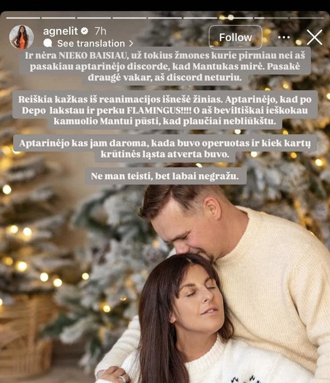 „Instagram“ nuotr./Agnė Litvinienė su Mantu Litvinu