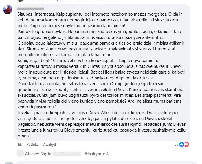 Reakcijos į Kelmės kunigo pamokslą 