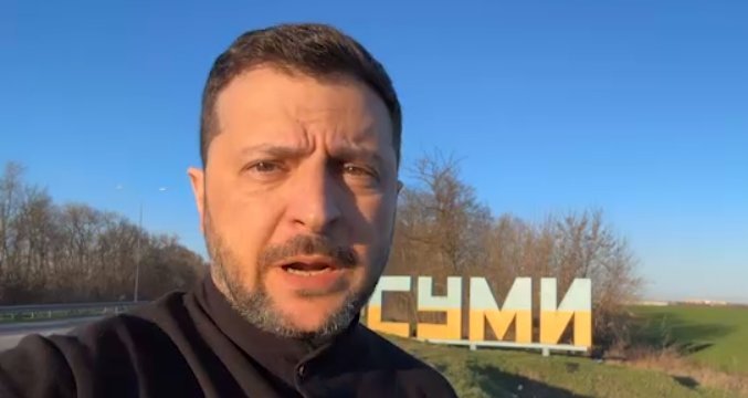 Zelenskis apsilankė netoli Rusijos sienos esančiame Sumų regione (nuotr. Telegram)