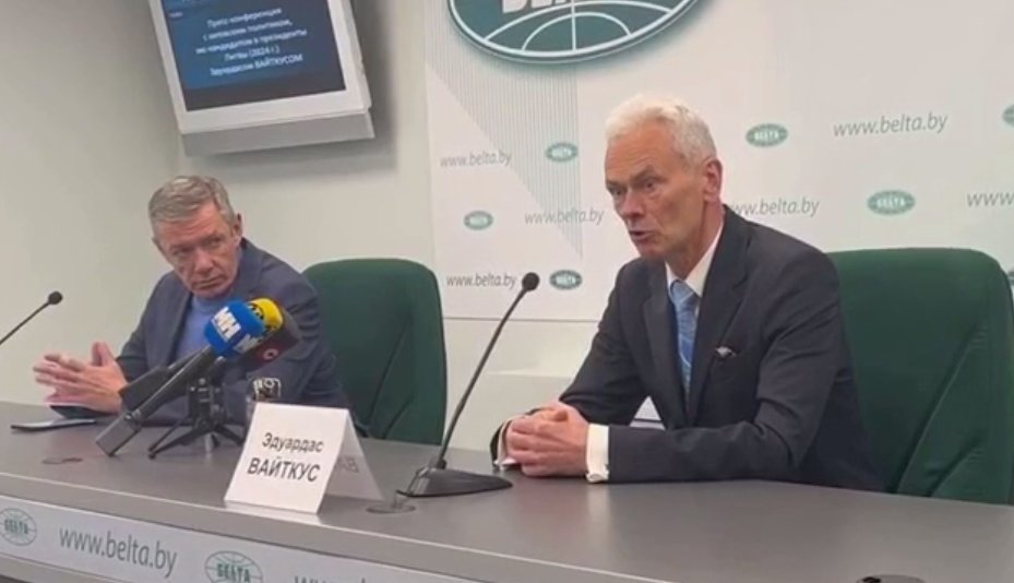 Vaitkus pasirodė Minske: pasakojo apie „neteisėtą prezidentą Nausėdą“ ir „tautų draugystę“ (nuotr. Telegram)