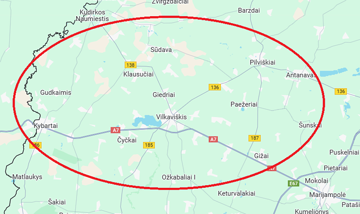 Rusijos piliečio pasigesta tarp tarp Pilviškių ir Kybartų miestelių