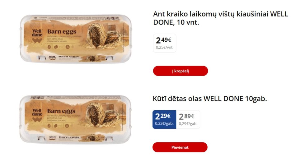 Kiaušinių kainos Kiaušinių kainos