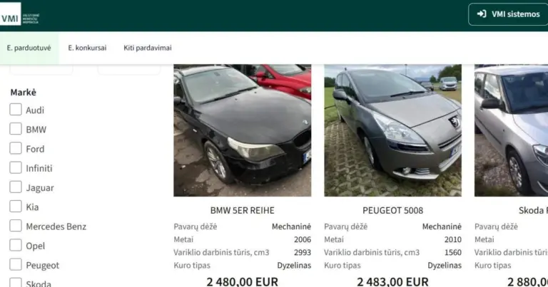 VMI atidarė parduotuvę: automobilių kainos prasideda nuo 909 eurų