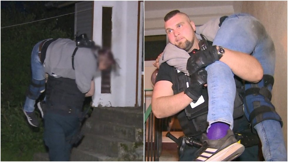 Moteris tokios vakaro baigties nesitikėjo: iš buto ant rankų išnešė simpatiškas pareigūnas (nuotr. stop kadras) Moteris tokios vakaro baigties nesitikėjo: iš buto ant rankų išnešė simpatiškas pareigūnas (nuotr. stop kadras)