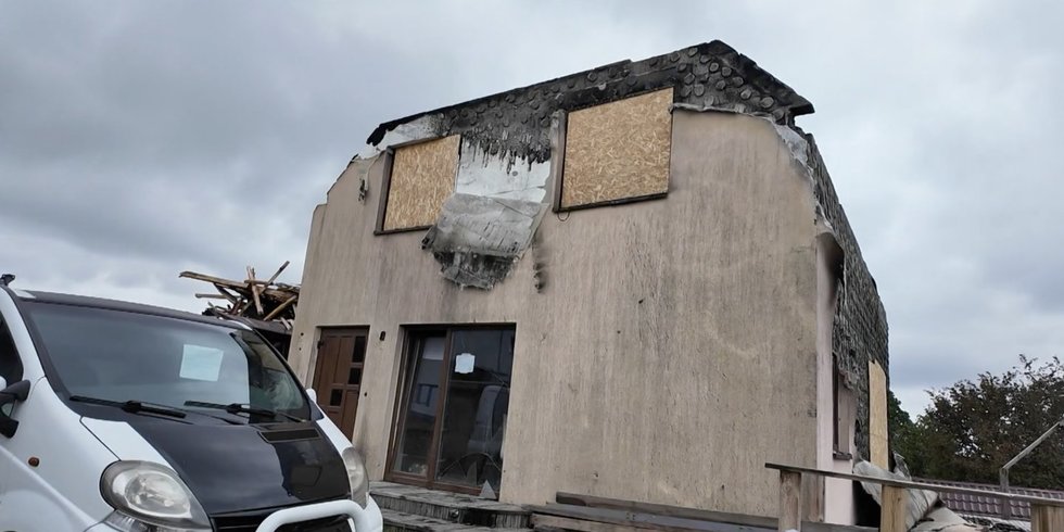 „TV Pagalba“. Gaisras Gargžduose (nuotr. stop kadras) „TV Pagalba“. Gaisras Gargžduose (nuotr. stop kadras)