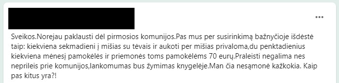 Pirmosios komunijos kaina
