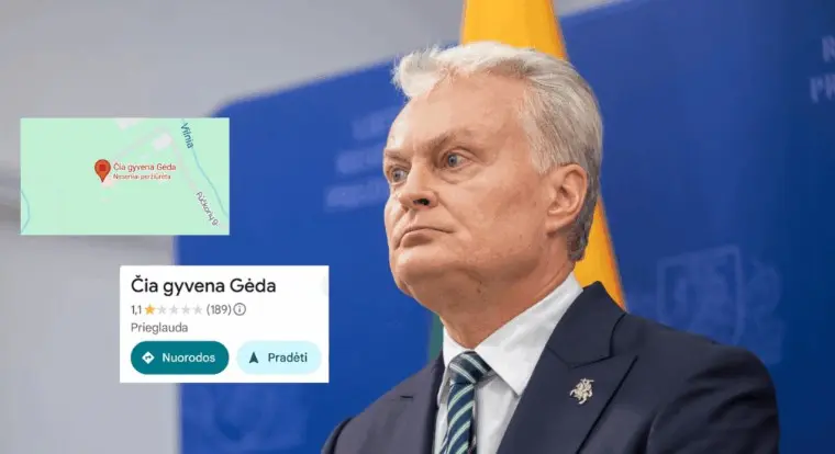 „Google Maps“ G. Nausėdos namas pervadintas į „Čia gyvena Gėda“