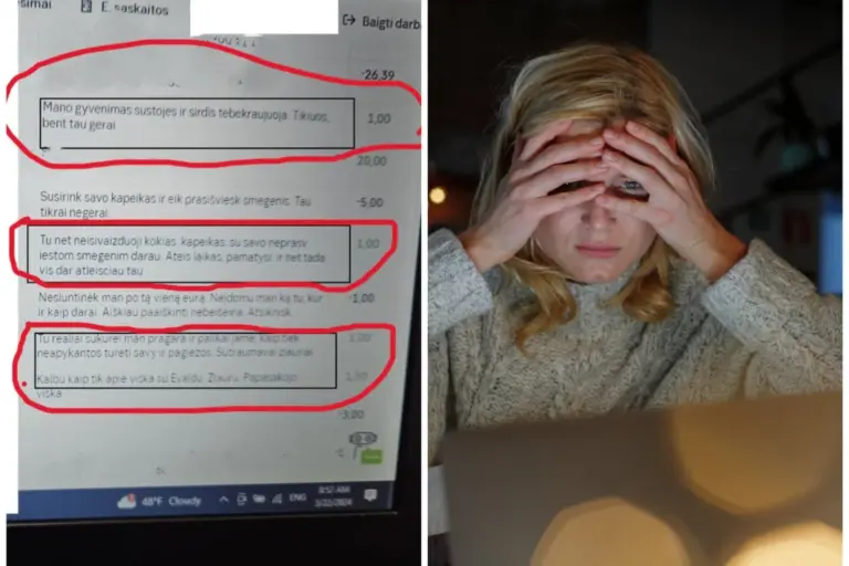 Į moters sąskaitą plaukia šimtai eurų, tačiau jai didžiausią nerimą kelia siuntėjo paliekamos žinutės