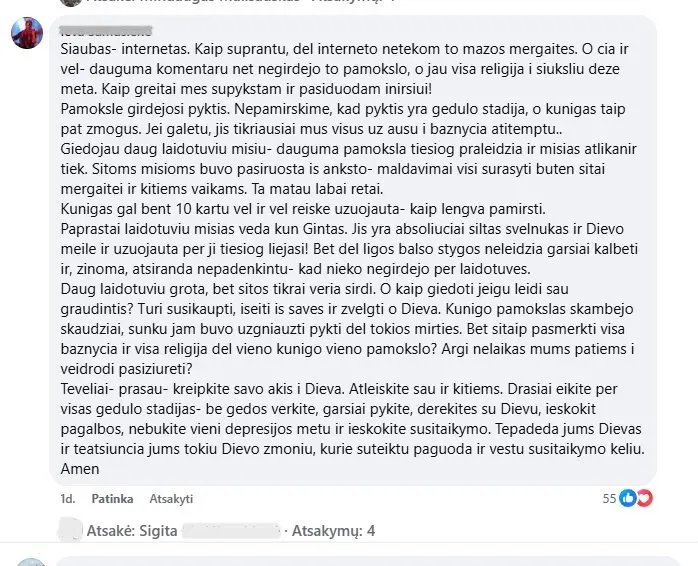 Reakcijos į Kelmės kunigo pamokslą (nuotr. facebook.com) Reakcijos į Kelmės kunigo pamokslą (nuotr. facebook.com)