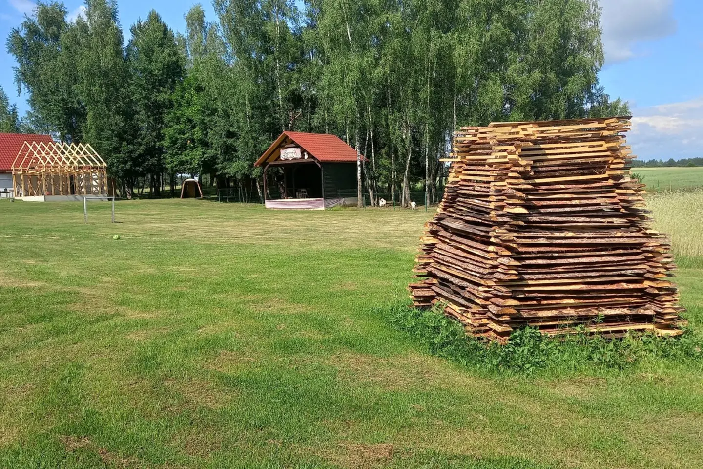 Antano Nedzinsko sodyba savaitgaliais atvira ir draugams.<br /> Asmeninio albumo nuotr.” class=”lazyload”></a></p>
<p>„Daržą turi tręšti mėšlu, o kai gyvūlių nelikę, tai nėra ir trąšos. Jei chemija berti, tai visiškai praranda daržininkystės prasmę. Nėra sveika.</p>
<p>Kai tik atsikrausčiau, pirmais metais, bandžiau iš pareigos sodinti kelias vagas bulvių. Tačiau greitai supratau, kad jos nieko vertos: dėl kelių vagų technika neatvažiuos, neapars ir neišbarstys bulvių. Vėliau propaguoti pradėjau kitokią praktiką. Kuomet kaimynas kasa savo bulves, pasikviečia mane į talką ir gaunasi tokie mainai“, – šypsojosi Antanas.</p>
<p>Jis prisiminė, kaip kadaise turėjo ir šiltnamį. Tačiau jau daug metų aplink gyvenamąjį namą vyksta ištisos statybos, tad daržovės tiesiog skęstų dulkėse.</p>
<p>„Negalėjau jam skirti daug laiko, supratau, kad pavasarį geriau pakentėsiu, o paskui koks kaimynas pasidalins“, – juokėsi Antanas.</p>
<p><a href=