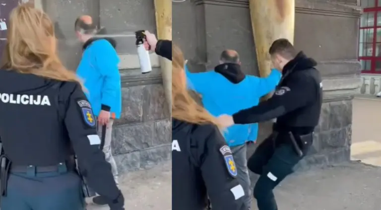 „Facebook“ plinta visuomenę supykdęs vaizdo įrašas – policininkas vyrui spyrė taip, kad šis nukrito