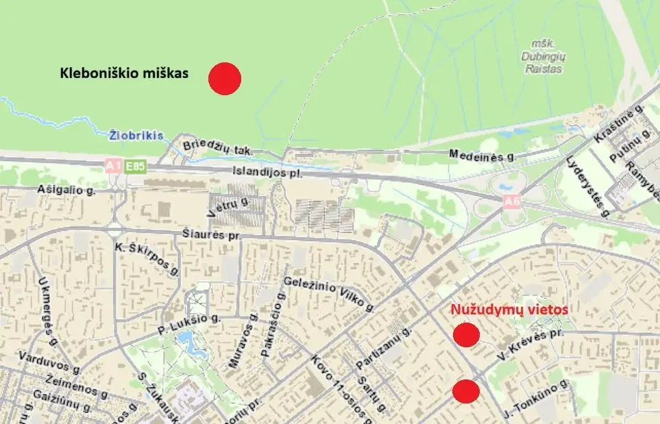 Kleboniškio miškas ir nužudymų vietos