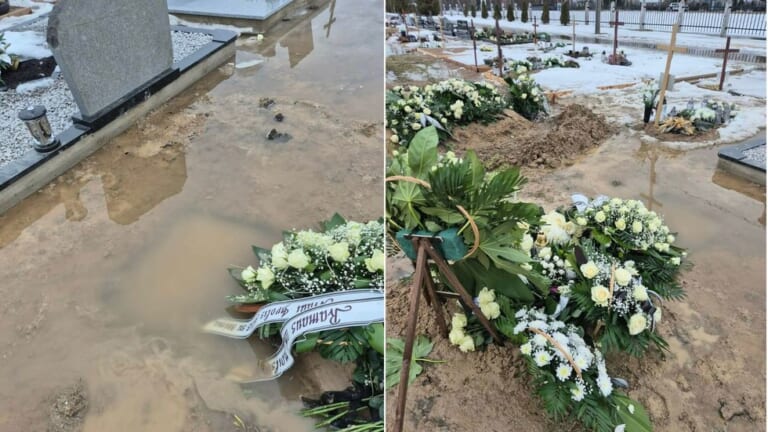 Marijampolės kapinės po tragedijos tapo košmaru: žemė virsta vandens jūra
