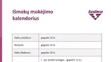 „Sodros“ išmokų kalendorius 2