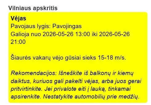 Perspėjimai dėl stipraus vėjo (tv3.lt fotomontažas)