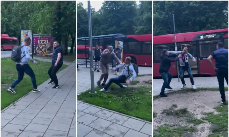 Muštynės Vilniuje: stotelėje susirėmė trys ginkluoti vyrai, vienas jų spruko autobusu