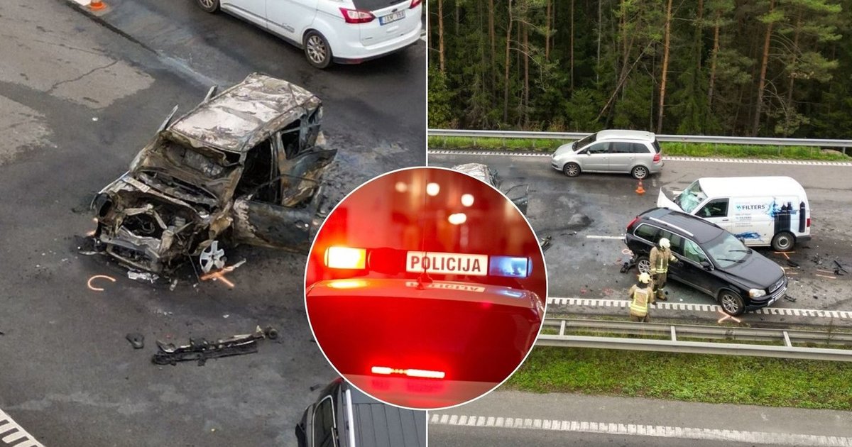 Smūgis A1 magistralėje virto liepsnų pragaru: liudininkas atskleidė, kuris automobilis „net nestabdė