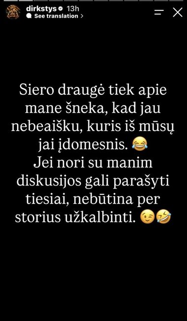 Dominyko Dirksčio įrašas (nuotr. Instagram)