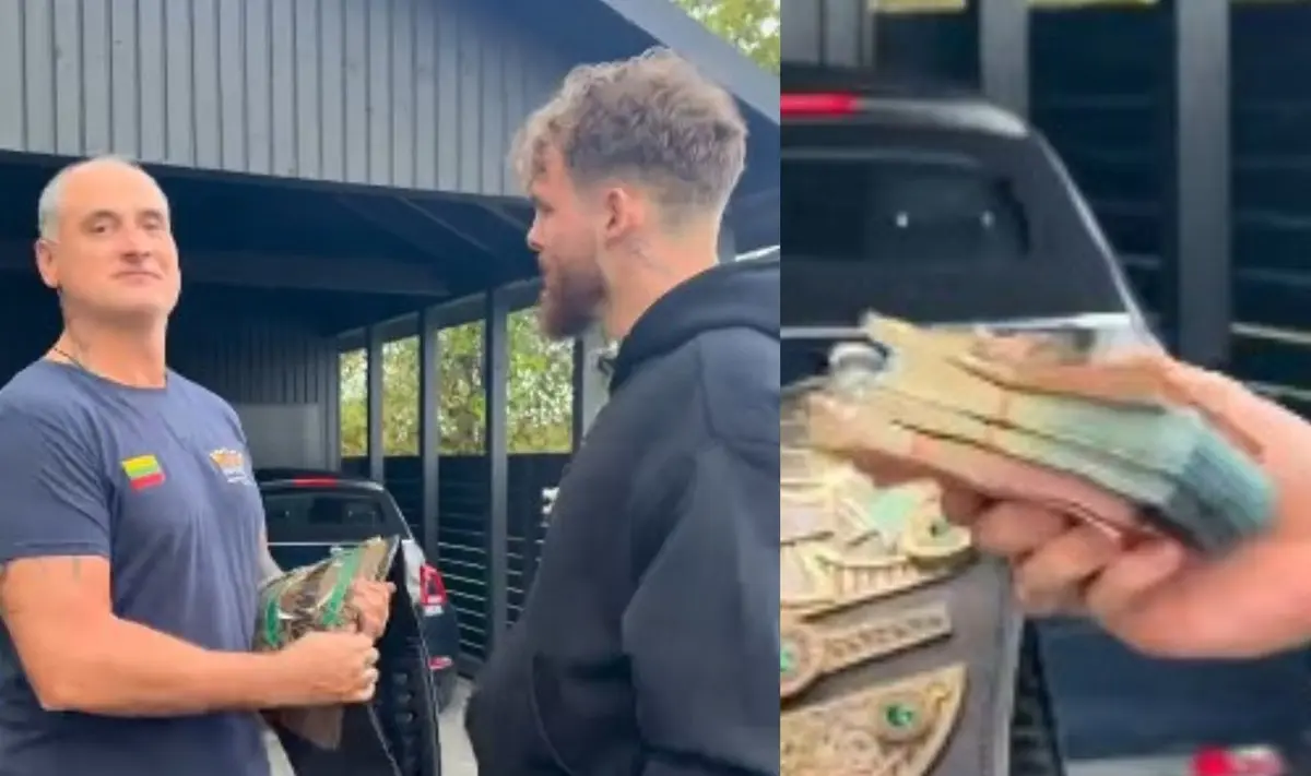 Karjerą baigęs Dominykas Dirkstys nustebino trenerį: įteikė čempiono diržą ir apipylė pinigais