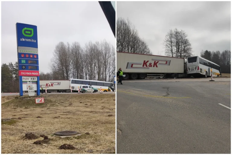 Tragiškas vilkiko ir moksleivius vežusio autobuso susidūrimas kelyje Vilnius-Molėtai